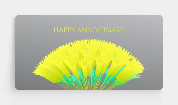 Joyeux Anniversaire Carte Voeux Bouquet Fleurs Composition Florale Illustration Vectorielle — Image vectorielle