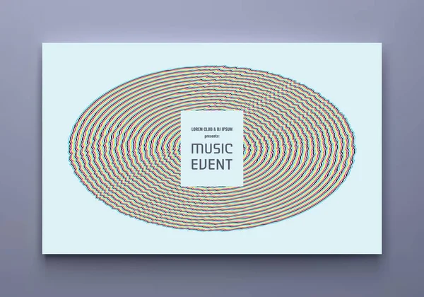 音楽イベント招待テンプレート 光錯視を伴う抽象的な縞模様の要素 カバー ポスター チラシやバナーのための3Dベクトルイラスト — ストックベクタ