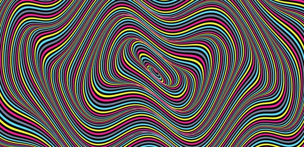 要約円形の縞模様の背景 光の錯覚を持つパターン 3D幾何学ベクトル図 — ストックベクタ