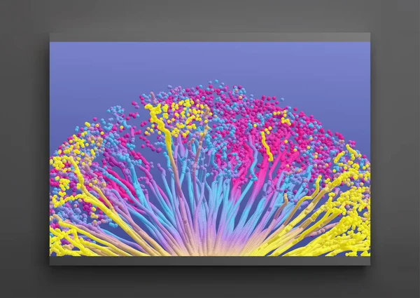 爆発点だ 動的放出粒子と配列します 3D技術スタイル 抽象的な背景 ベクターイラスト — ストックベクタ