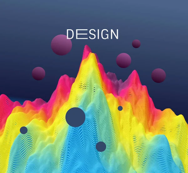 Nachtlandschap Met Bergen Lucht Met Vliegende Bollen Abstracte Futuristische Achtergrond — Stockvector