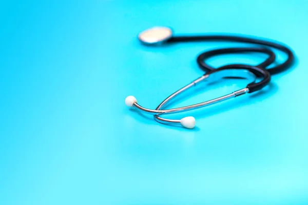 Hintergrund Des Medizinischen Konzepts Stethoskop Auf Doctor Blue — Stockfoto