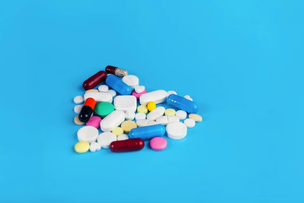 Surtido Píldoras Tabletas Cápsulas Medicamentos Farmacéuticos Forma Corazón Pastillas Copia — Foto de Stock