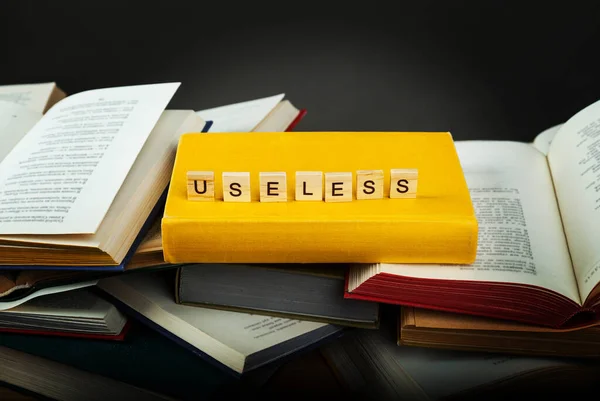 Concept Useless Knowledge Useless Word Wooden Blocks Letters Old New — Stock Photo, Image