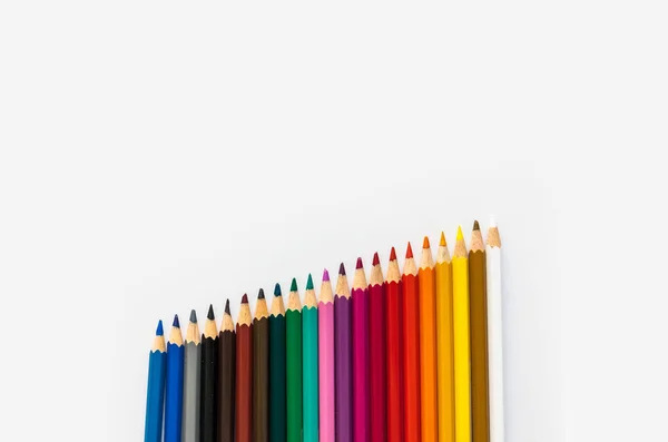 Colorful Pencil Crayons White Background Back School — Stock Photo, Image