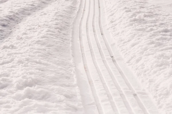Стежка Санки Сніжному Схилі Гори Зимова Морозна Погода — стокове фото