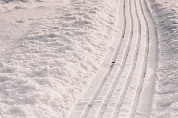 Стежка Санки Сніжному Схилі Гори Зимова Морозна Погода — стокове фото