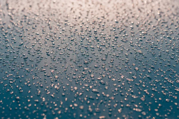 Primer Plano Las Gotas Congeladas Capó Del Coche Invierno Nieve —  Fotos de Stock