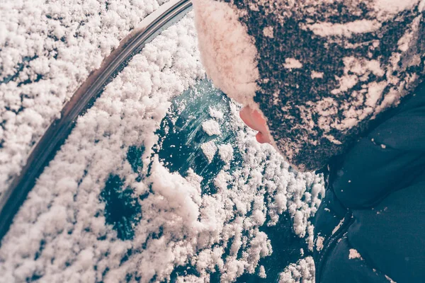 Снегоочиститель Плохую Погоду Снежную Бурю Снежную Морозную Зимнюю Погоду — стоковое фото