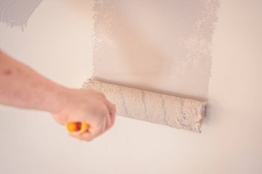 El ressamı, duvarı bir kürk silindiriyle boyar