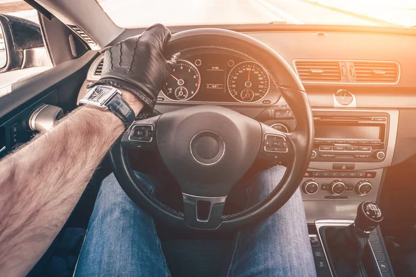 Vista Dal Volto Del Conducente Negli Occhi Della Prima Persona — Foto Stock