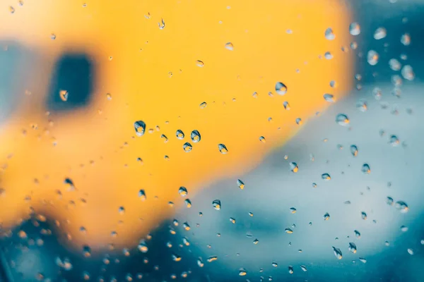 Vista Desde Ventana Tiempo Lluvioso Gotas Lluvia Vidrio Tiempo Nublado —  Fotos de Stock