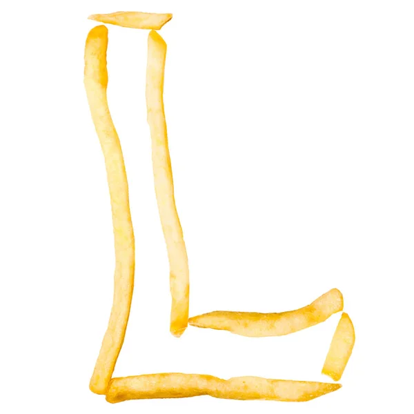 Letter Made Slices French Fries White Background Isolate — Stock Photo, Image