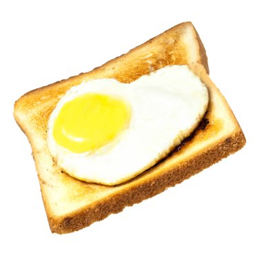 Kahvaltı için kızarmış yumurta ile Tost beyaz arka plan izole