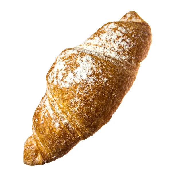 Čerstvý Francouzský Croissant Izolovaný Bílém Pozadí — Stock fotografie