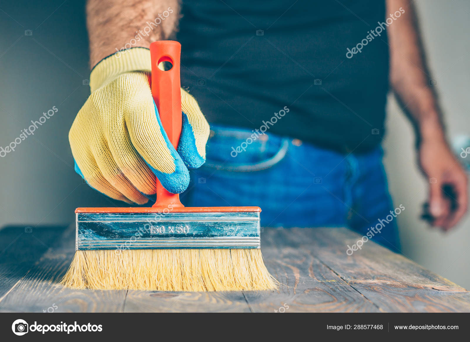 Restoration Old Furniture Hand Brush Varnishes Wooden Surface