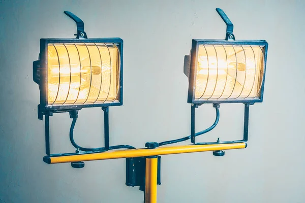 Iluminação Potente Brilhante Para Obras Construção Acabamento Holofotes Halogéneo — Fotografia de Stock