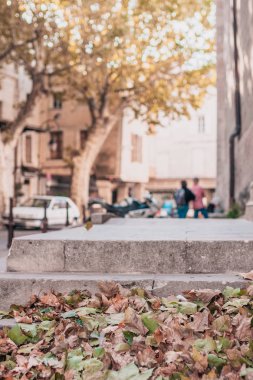 L'Isle-sur-la-Sorgue, Avignon, Vaucluse, Provence-Alpes-Cote d'Azur, Fransa, 24 Eylül 2018: Şehrin sokaklarında ve kanallarında güneşli sonbahar