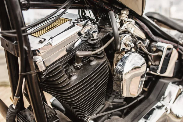 Primer Plano Motor Combustión Motocicleta Sistema Refrigeración — Foto de Stock