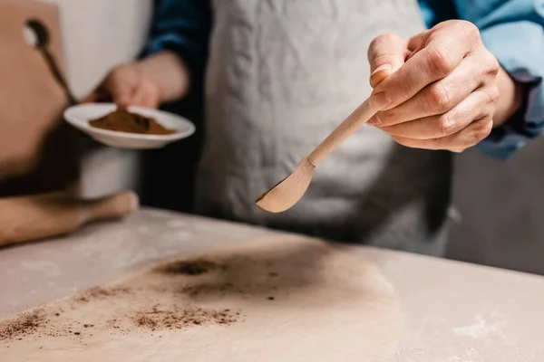 Розкачати Тісто Столі Виготовлення Печива Домашня Сільська Кухня Приготування Солодощів — стокове фото