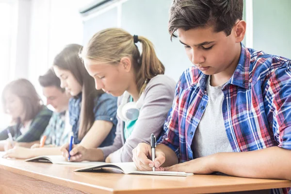 Grupp Elever Sitter Klassrummet Skolan — Stockfoto