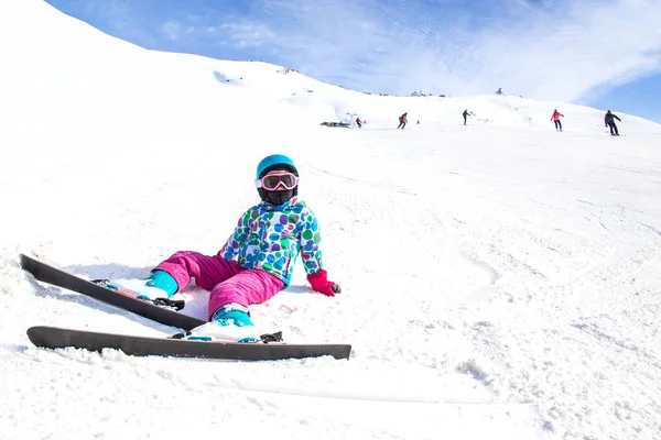 Little Girl Learning Ski Ski Resort — Stock Photo, Image