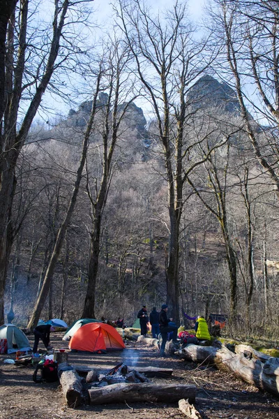 Tent bivouac tourists — Stock Photo, Image