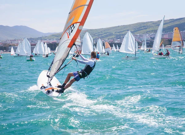 Windsurfen im Meer — Stockfoto