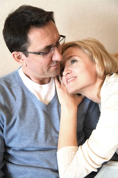 Mature Couple Having Good Time Couch Together — Stock Photo, Image