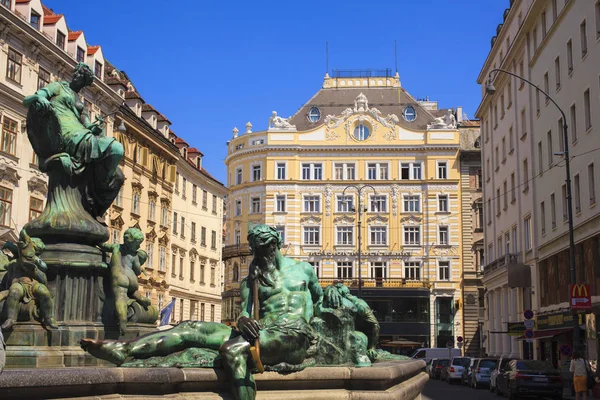 Bécs Ausztria Május View Donnerbrunnen Szökőkút 2018 Május — Stock Fotó