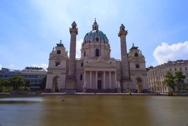 Wiedeń Austria Maja Widok Kościoła Charles Wiedniu Maja 2018 — Zdjęcie stockowe