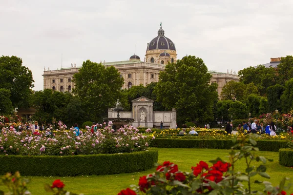 Vienna Oostenrijk Mei Uitzicht Koepel Naturhistorisches Museum Door Bloemen Mei — Stockfoto