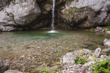 Şelale Sloven kırsalında görünümünü