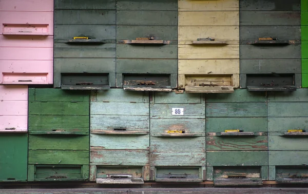 Close Several Wooden Vintage Mailboxes — Stock Photo, Image