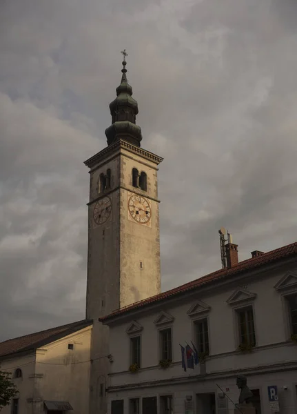 Blick Auf Die Marienkirche Kobarid — Stockfoto