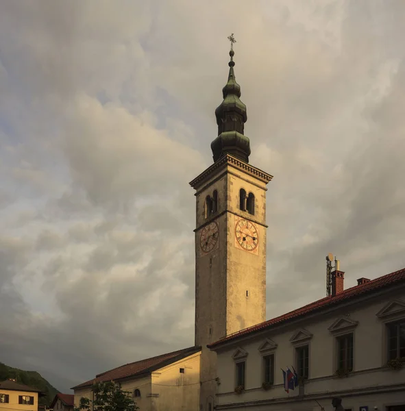 Blick Auf Die Marienkirche Kobarid — Stockfoto