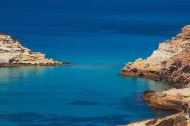Tavşan plaj veya Conigli ada, Lampedusa görünümünü 