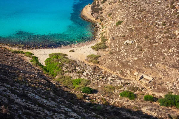 View of Cala Pulcino famous sea place of Lampedusa — Stock Photo, Image