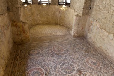 Villa Romana del Casale görünümü, büyük ve ayrıntılı Roma v