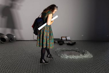 Spectator looking the Installation at the Greek Pavilion during 