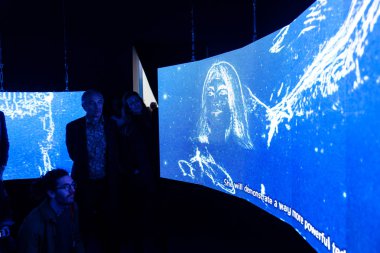 Hito Steyerl, Venedik Bienali 2019'un çalışmalarını izleyen izleyiciler