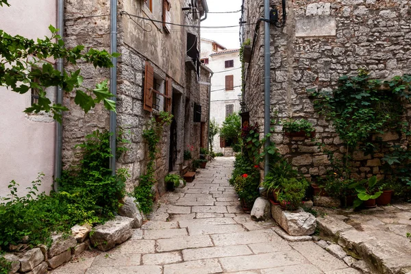 Uitzicht op de typische Istrische steeg in Valle-Bale, Kroatië — Stockfoto