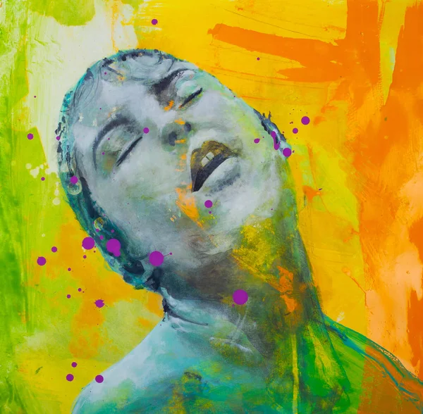 Malowana Wersja Portretu Janet Leigh Podczas Sceny Prysznicowej Filmie Psyco — Zdjęcie stockowe