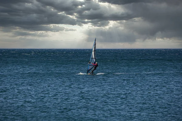 Trieste Italie Septembre Pratique Planche Voile Avec Planche Mer Adriatique — Photo