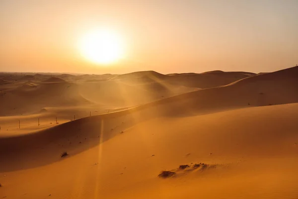 Coucher Soleil Dans Désert Khatim Près Abu Dhabi Aux Emirats — Photo