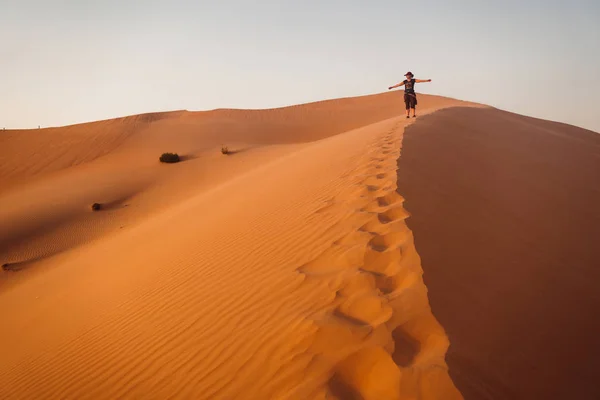 Naplemente Khatim Sivatag Kívül Emirates Abu Dhabi — Stock Fotó