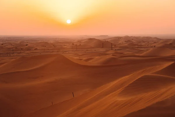 Zachód Słońca Pustyni Khatim Poza Abu Dhabi Emiratach — Zdjęcie stockowe