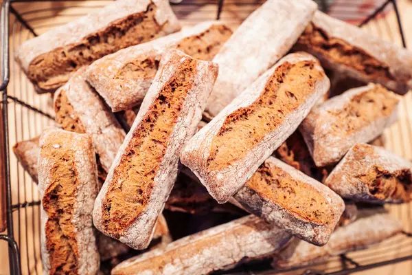 Pães Baguete Franceses Frescos Crocantes — Fotografia de Stock