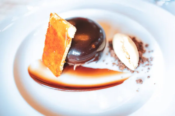 Läcker Choklad Och Glass Dessert — Stockfoto