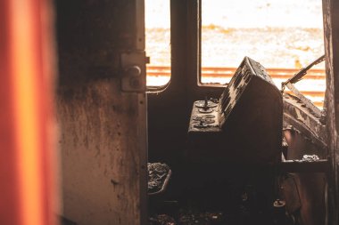 Manduria-Italya/Aralık 2017: terkedilmiş Tren